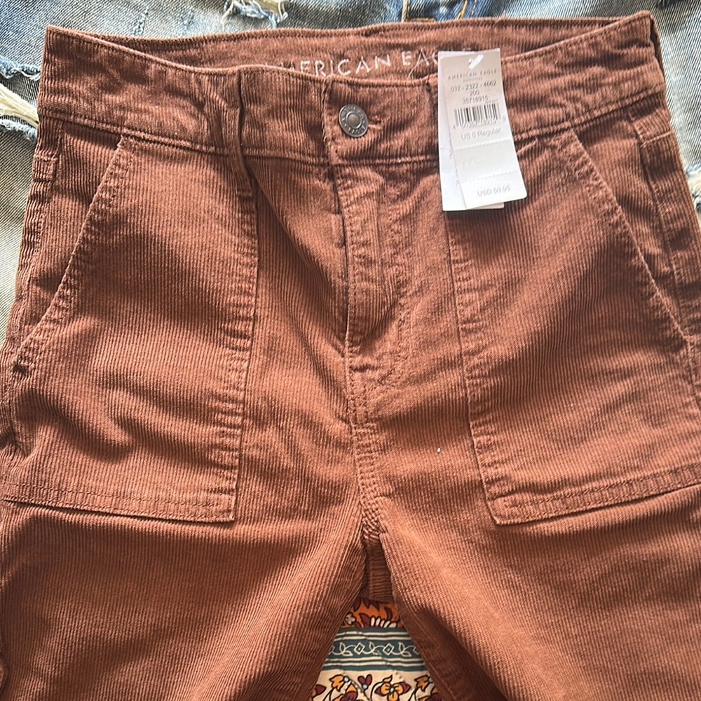 American Eagle Brown Corduroy Pants Size 0 Regular NWT